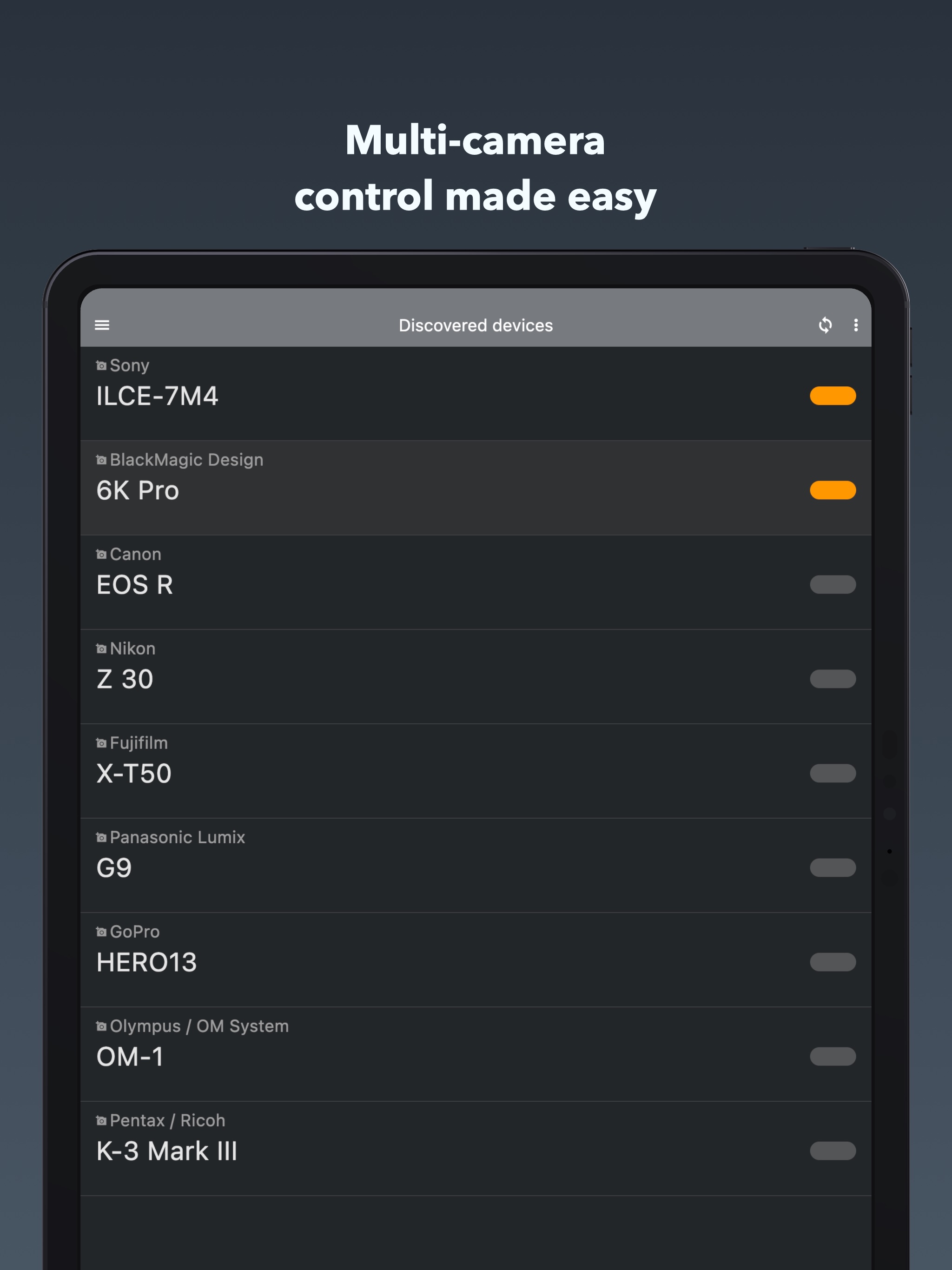 Controlling multiple cameras at once